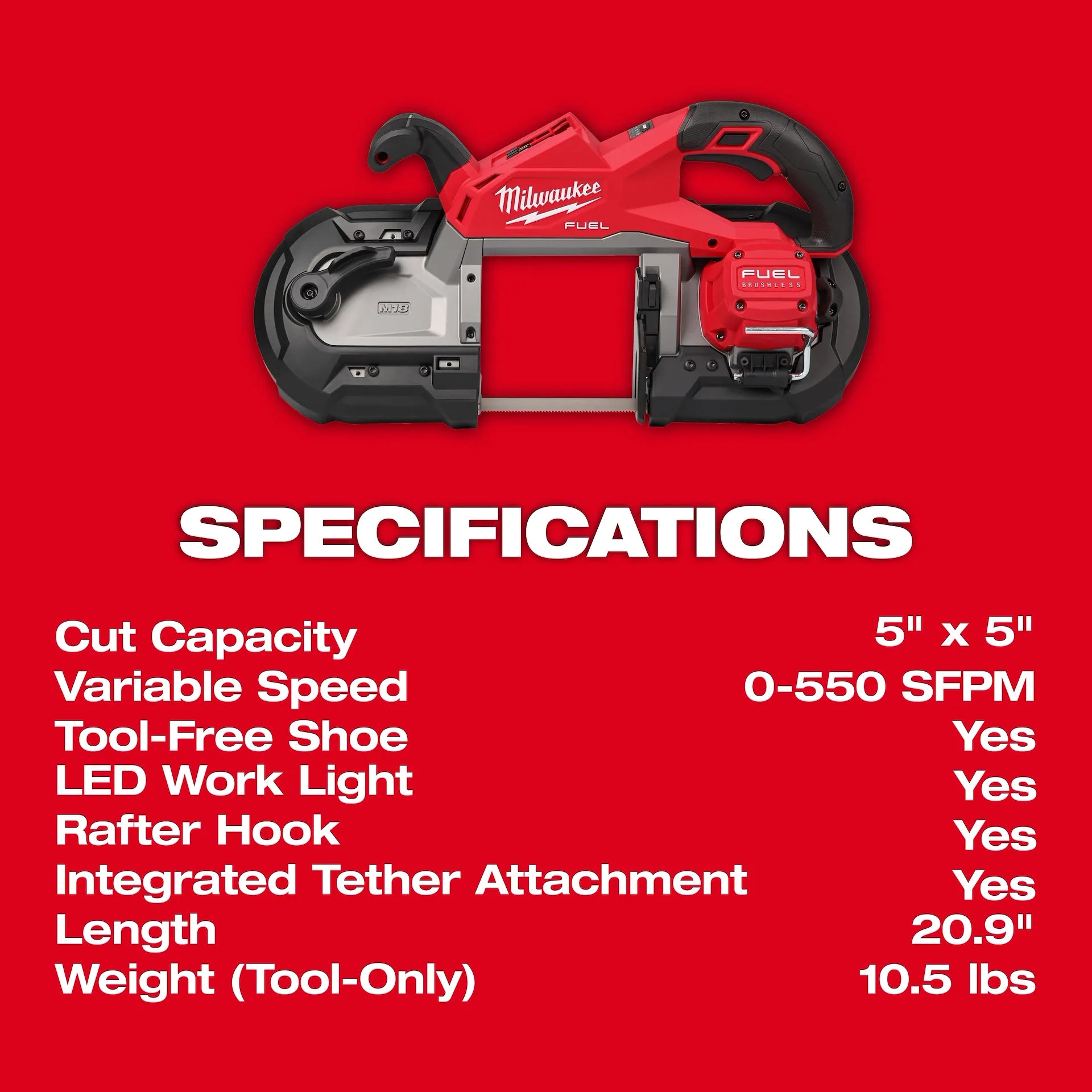 Milwaukee 2929S-20 M18 FUEL™ Deep Cut Dual Trigger Band Saw w/ ONE-KEY™ (Tool Only)