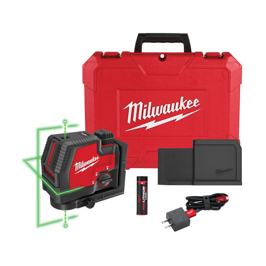 Milwaukee 3522-21 USB Rechargeable Green Cross Line & Plumb Points Laser