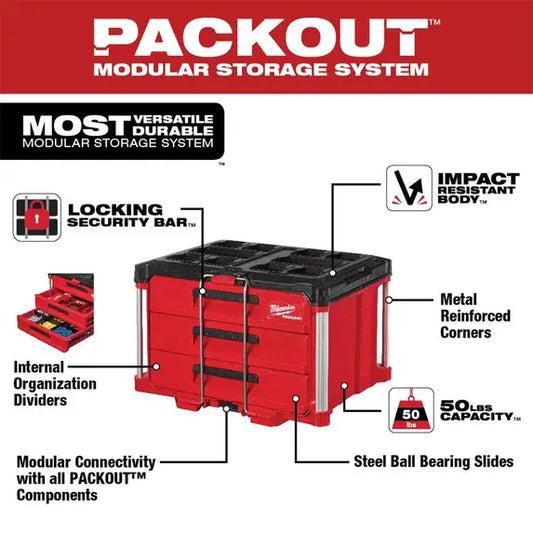 Milwaukee 48-22-8443 PACKOUT™ 3-Drawer Tool Box