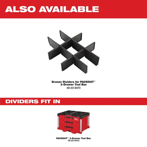 Milwaukee 48-22-8443 PACKOUT™ 3-Drawer Tool Box