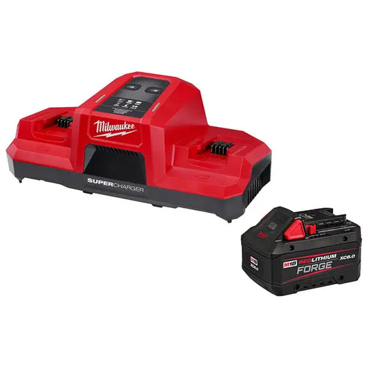 Milwaukee 48-59-1881SC M18 Dual Bay Super Charger Starter Kit, Volts 18 Battery Type Lithium-ion, Batteries