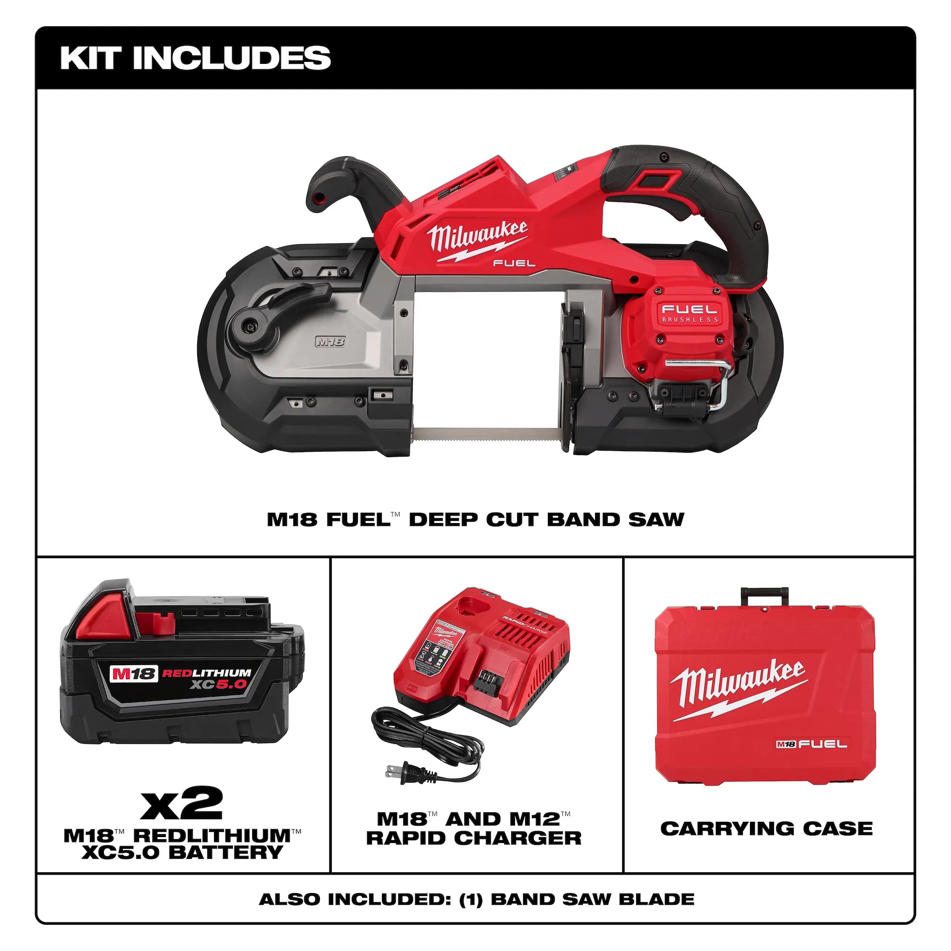 Milwaukee 2929S-22 M18 FUEL™ Dual Trigger Deep Cut Band Saw Kit