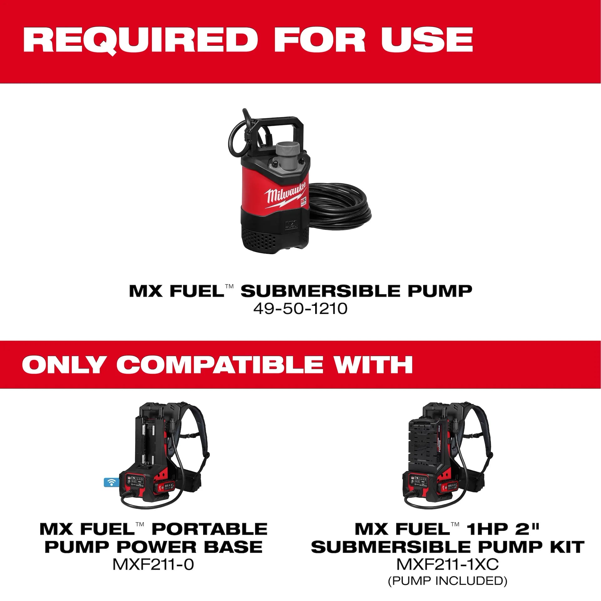 Milwaukee MXF211-1XC MX FUEL™ 1HP 2" Submersible Pump Kit