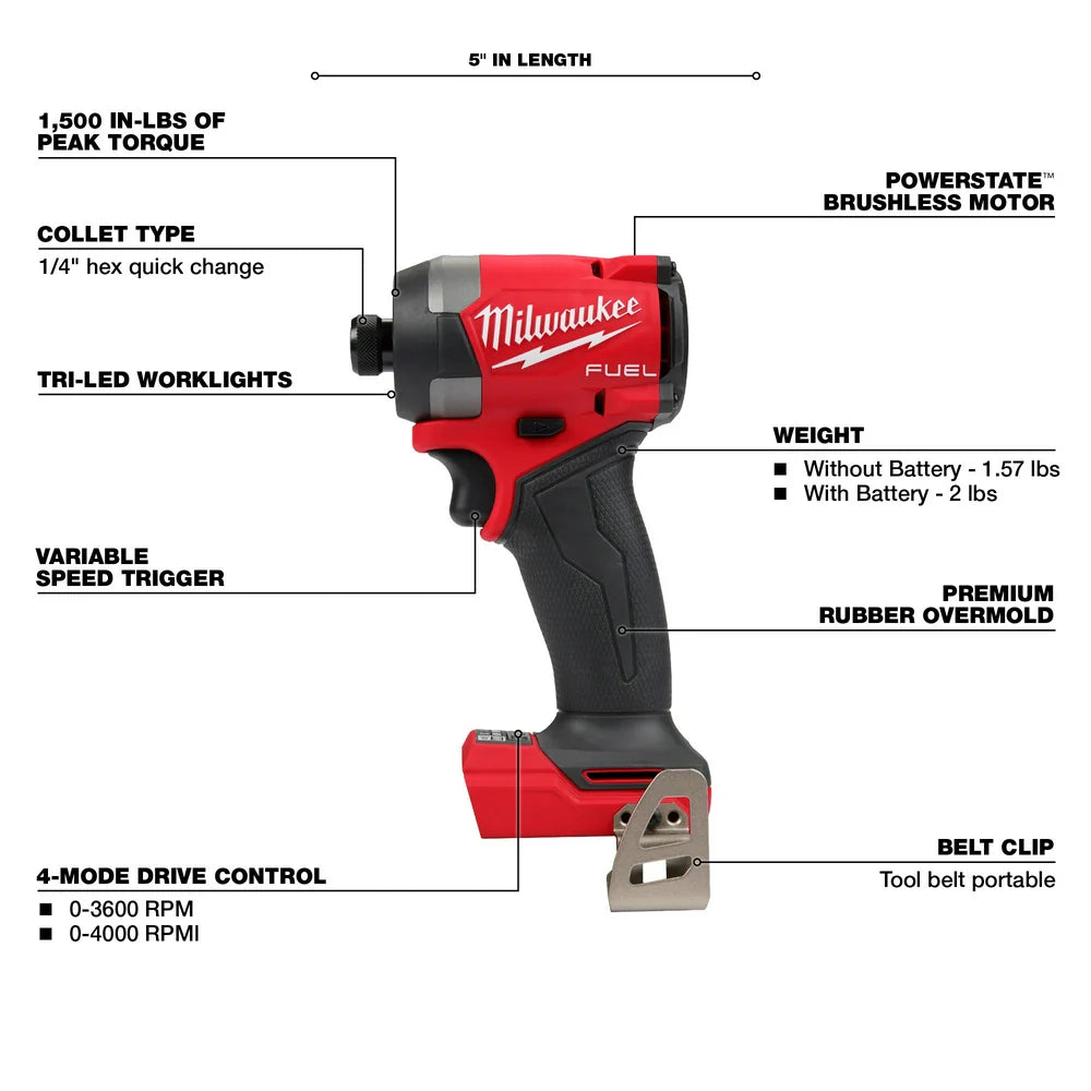 Milwaukee 2953-20 M18 FUEL 1/4" Hex Impact Driver (Bare Tool)