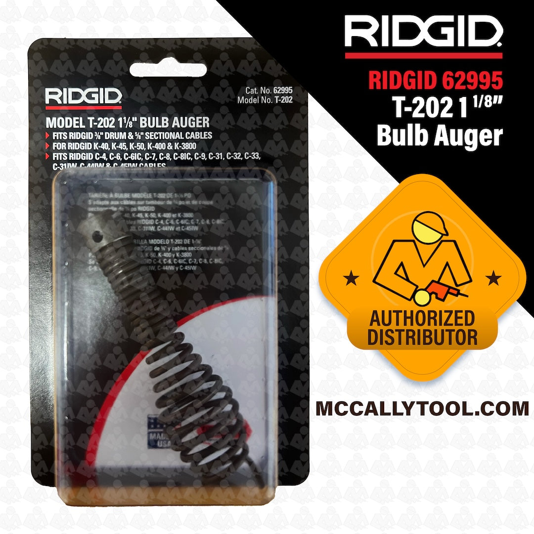 RIDGID 62995 T202 1 1/8" Bulb Auger