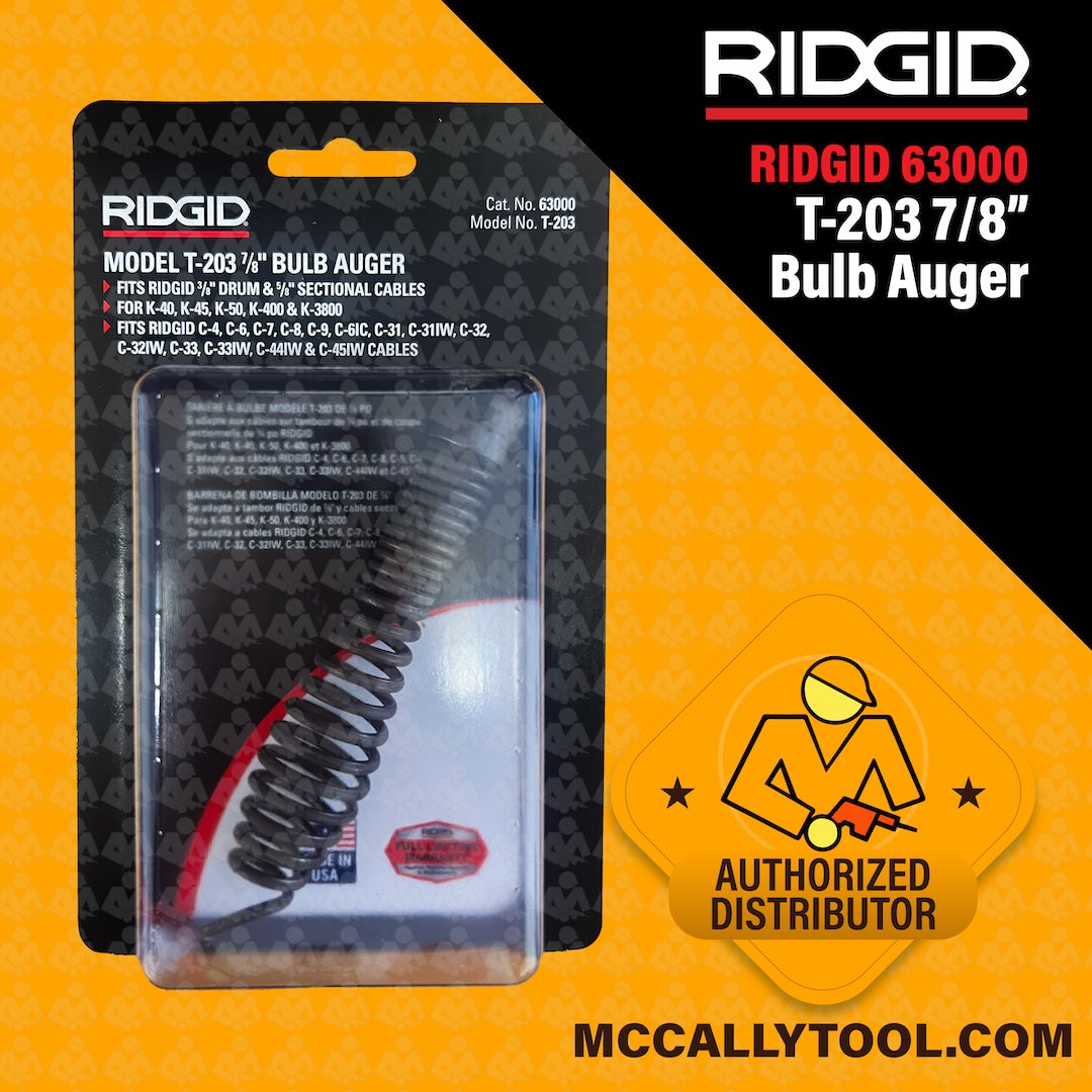 RIDGID 63000 Model T-203 7/8" Bulb Auger