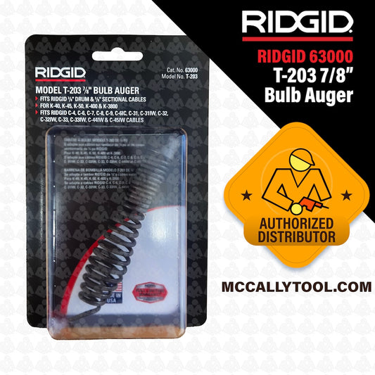 RIDGID 63000 Model T-203 7/8" Bulb Auger