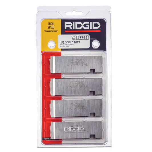 RIDGID 47765 1/2" to 3/4" - 14NPT High Speed RH Universal Dies (4pk)