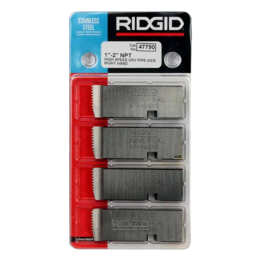 RIDGID 47790 1"-2" - 11-1/2 NPT Universal Dies High Speed for Stainless Steel RH (4pk)