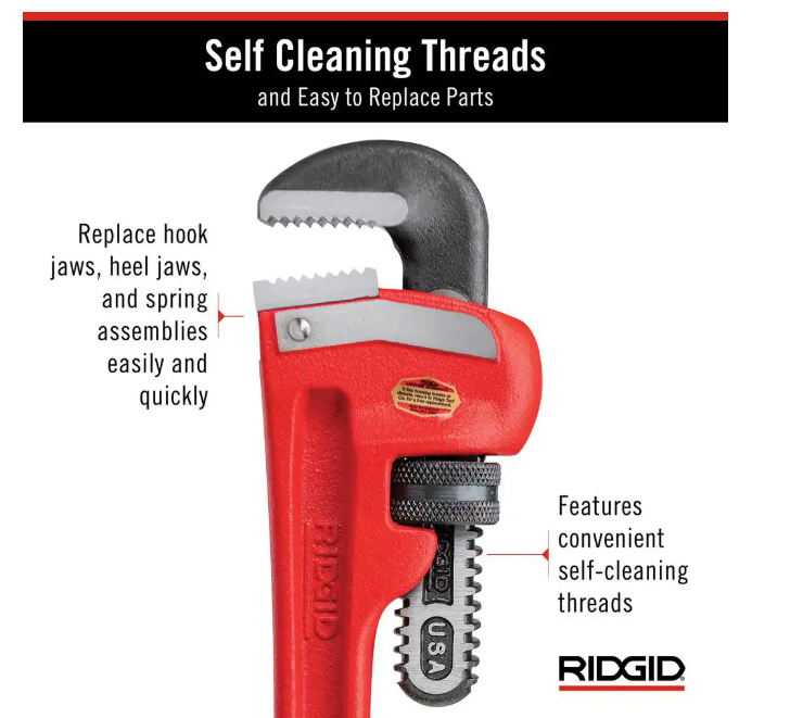 Ridgid 31010 10" Heavy-Duty Straight Pipe Wrench