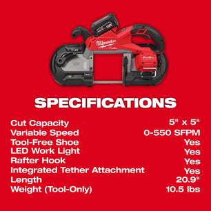 Milwaukee 2929S-22 M18 FUEL™ Dual Trigger Deep Cut Band Saw Kit