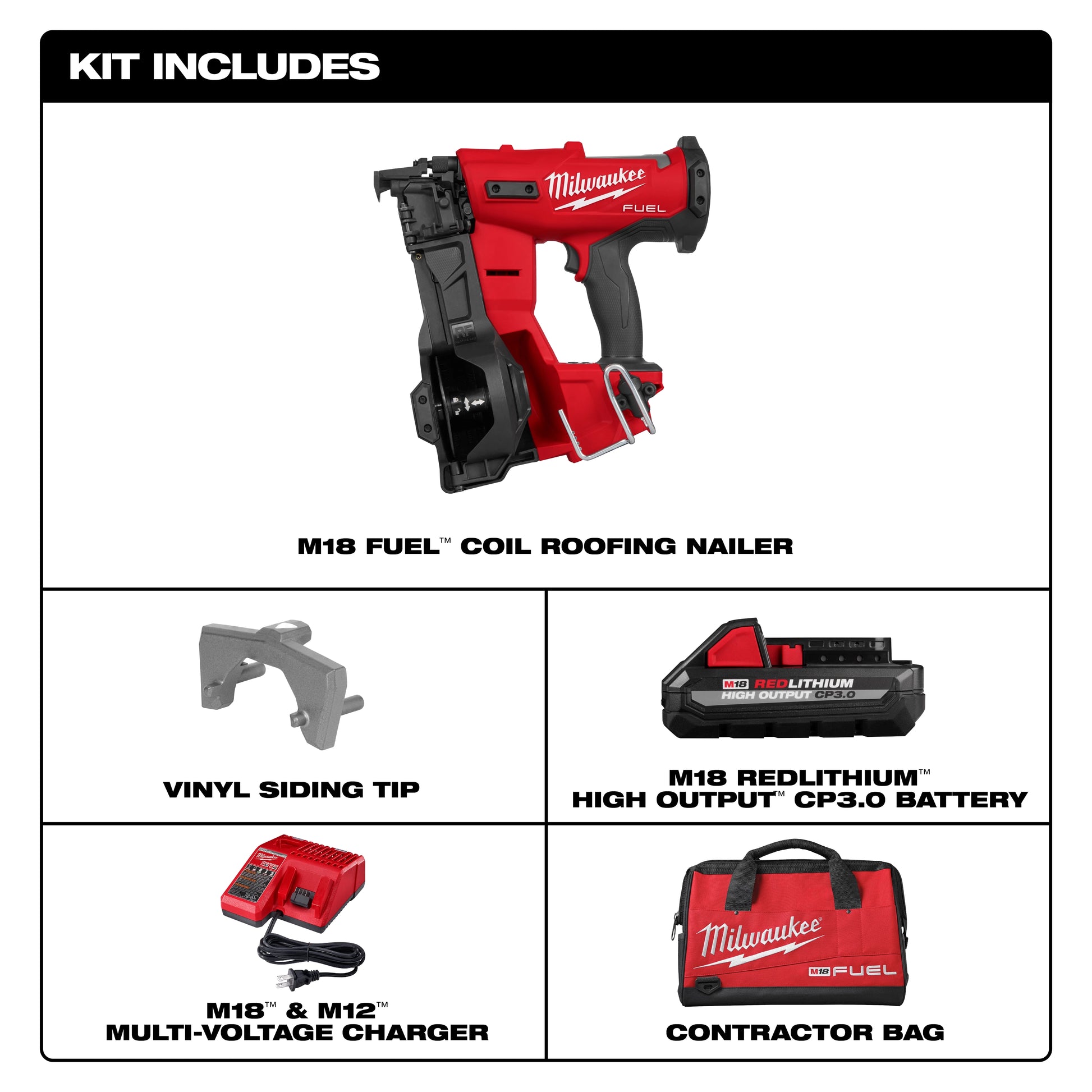 Milwaukee 2909-21 M18 FUEL™ Coil Roofing Nailer Kit