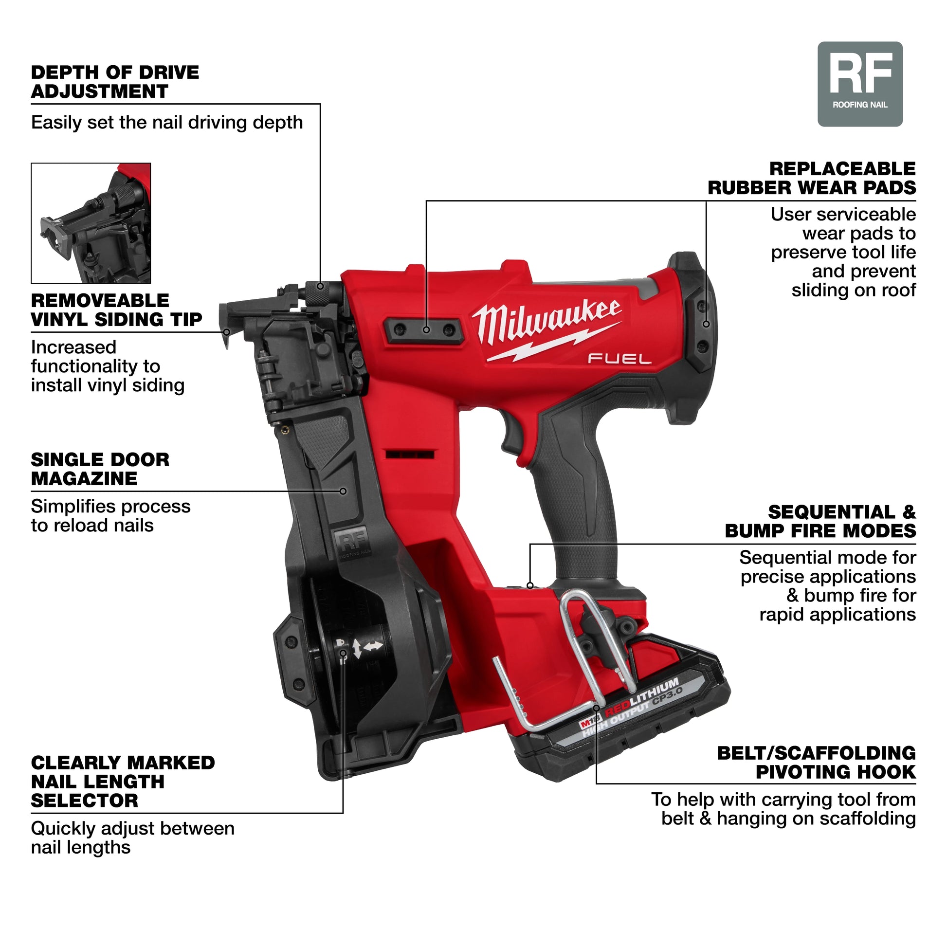 Milwaukee 2909-21 M18 FUEL™ Coil Roofing Nailer Kit