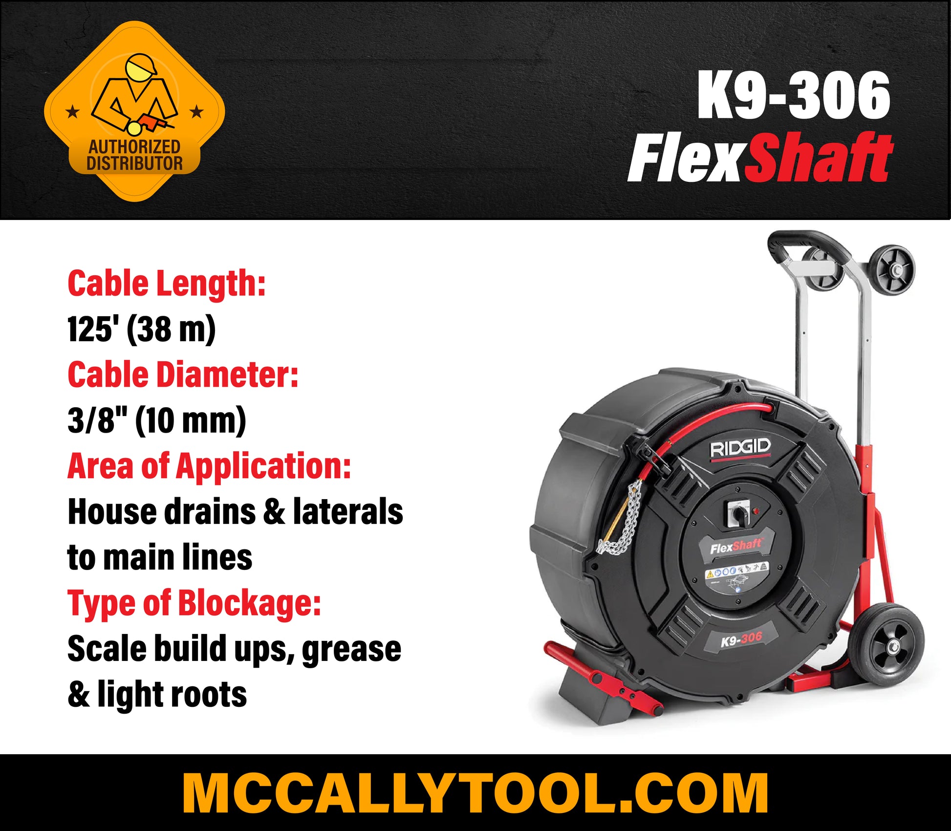 Ridgid 66593 K9-306 FlexShaft® Machine