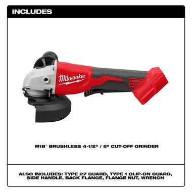 Milwaukee 2686-20 M18™ Brushless 4-1/2" / 5" Cut-Off Grinder, Paddle Switch