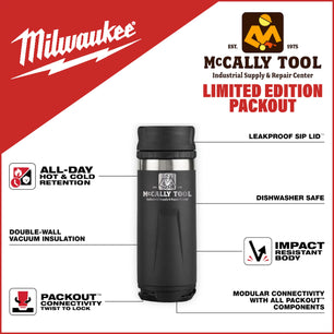 Milwaukee 48-22-8395B PACKOUT Black 18 Oz. Insulated Bottle with Sip Lid (Limited Edition)