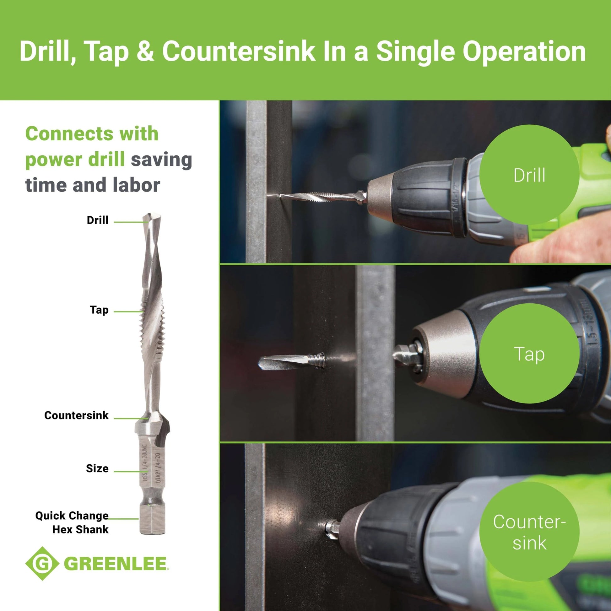 Greenlee DTAP1/4-20 Drill Tap Bit (Pkg of 1)