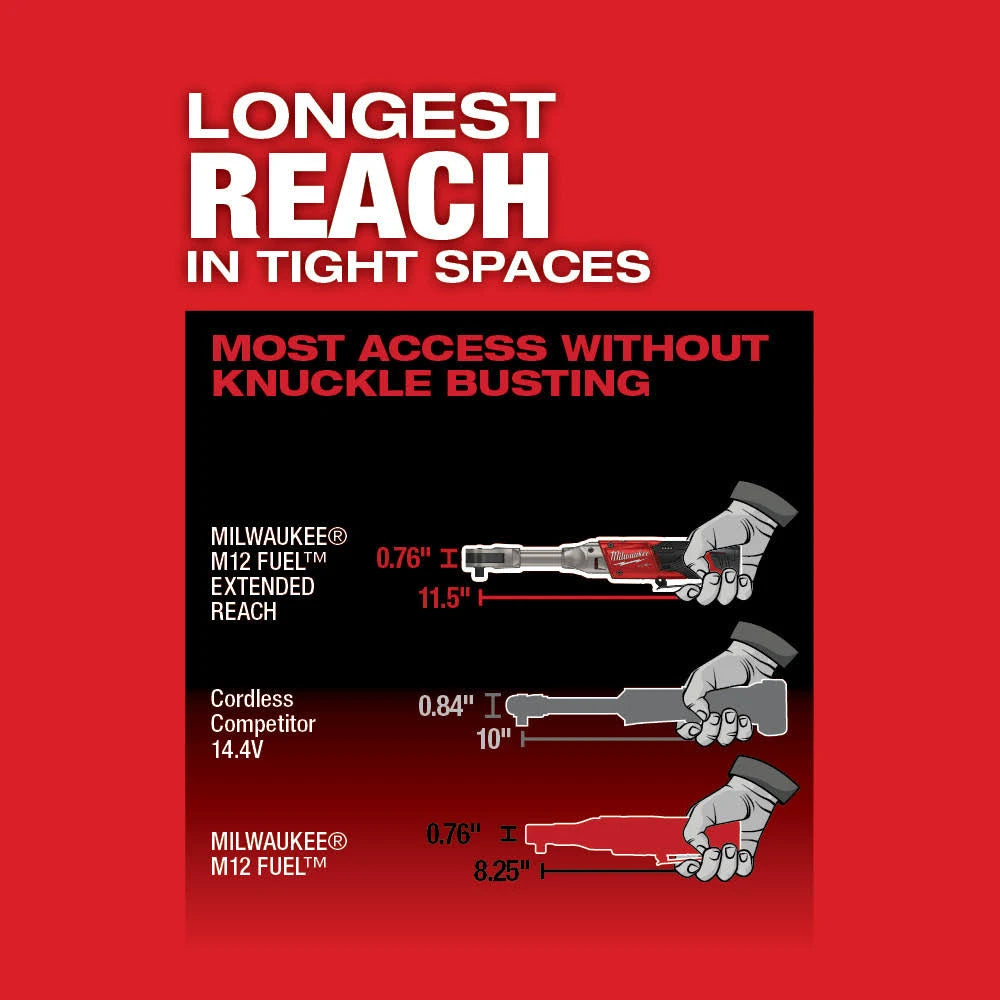 Milwaukee 2560-20 M12 FUEL™ 3/8" Extended Reach Ratchet Bare Tool