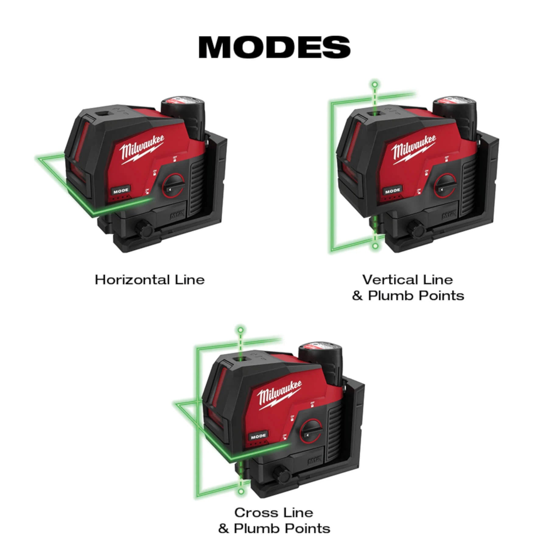 Milwaukee 3622-21 M12™ Green Cross Line & Plumb Points Laser Kit