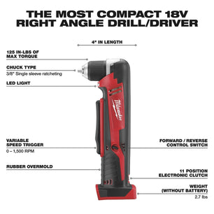 Milwaukee 2615-20 M18™ Cordless Right Angle Drill (Bare Tool)