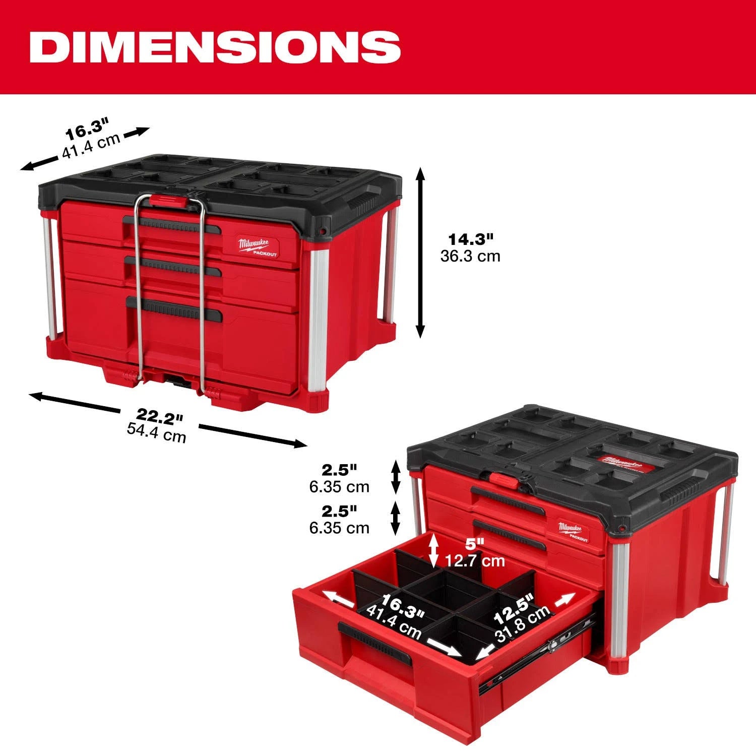 Milwaukee 48-22-8442 PACKOUT™ 2-Drawer Tool Box